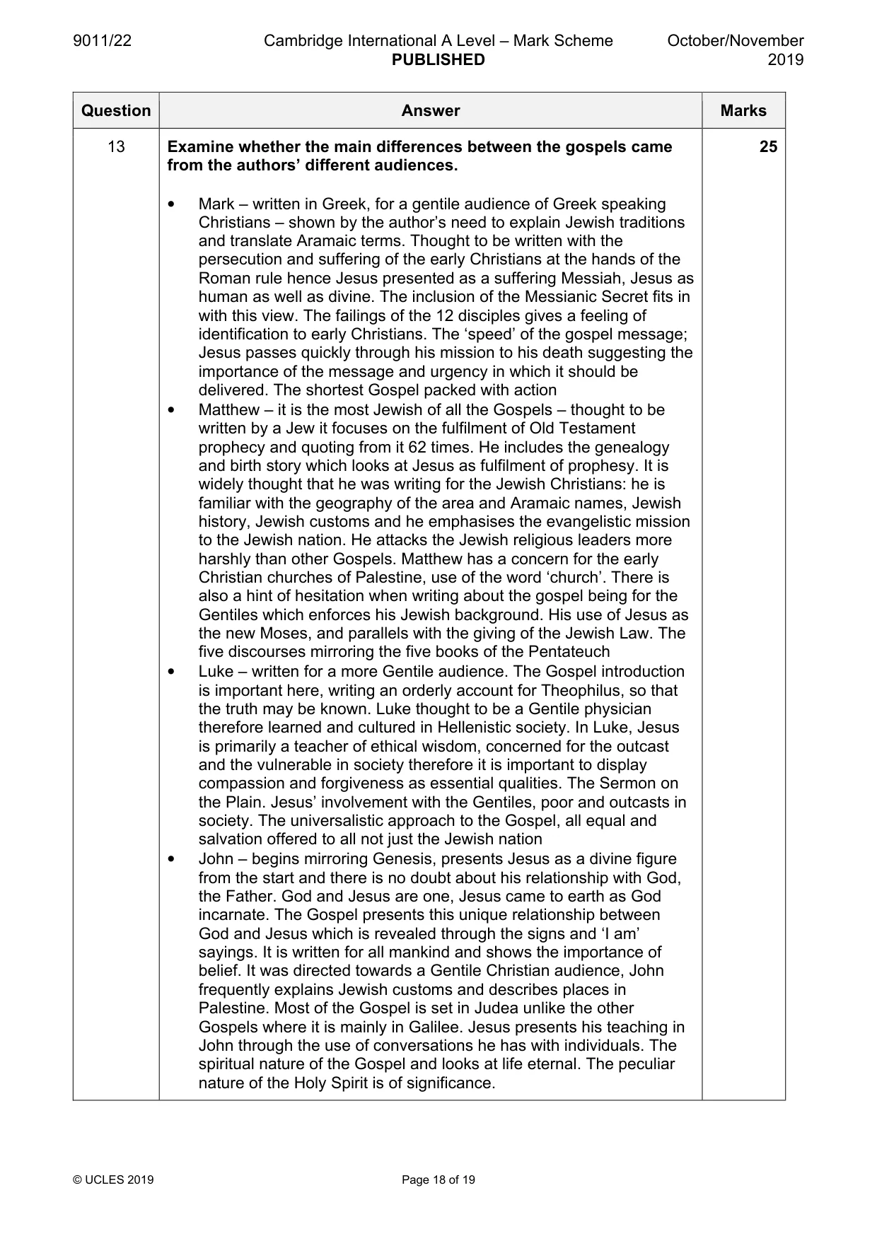 Mark scheme, page 18 of 19