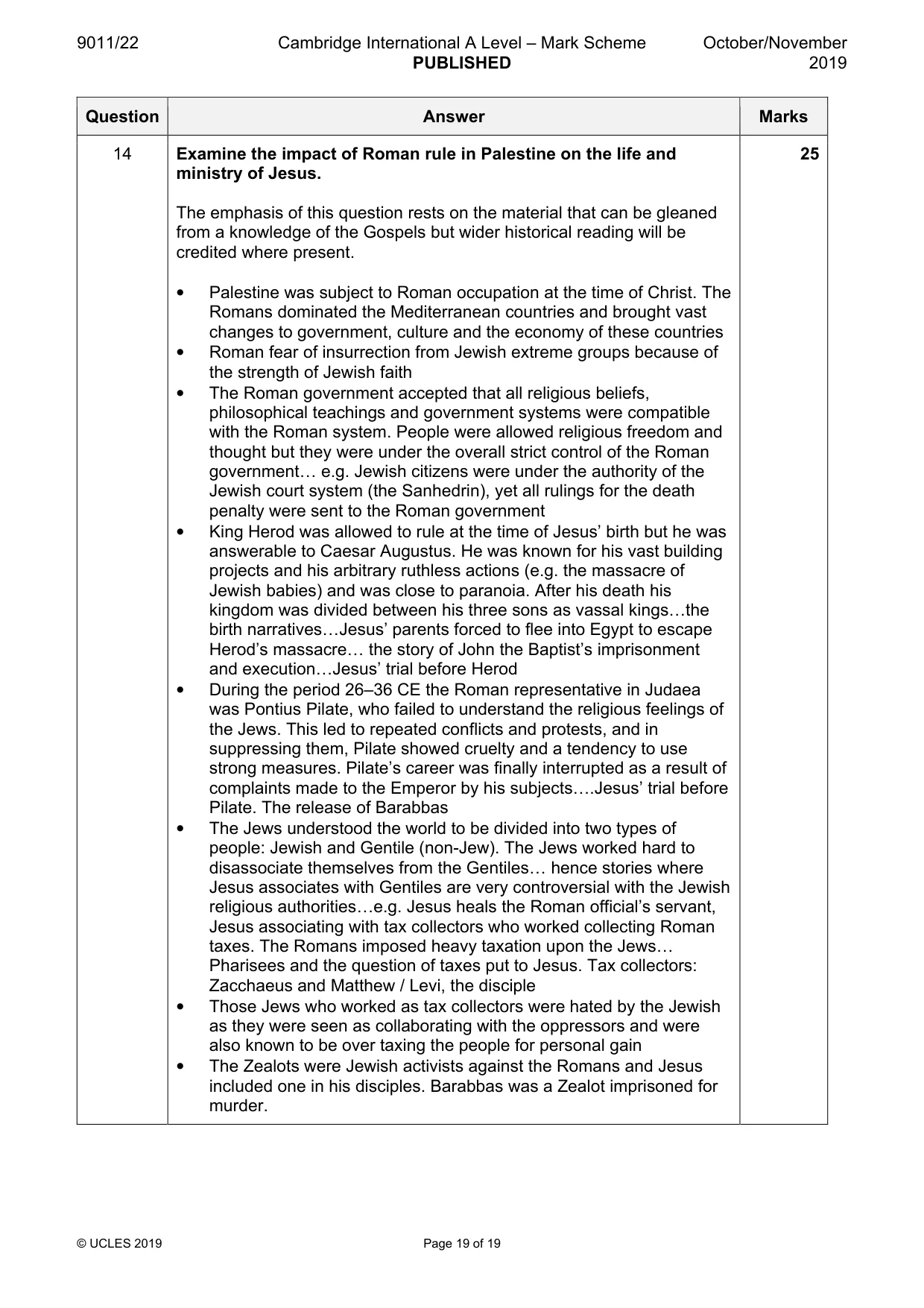 Mark scheme, page 19 of 19