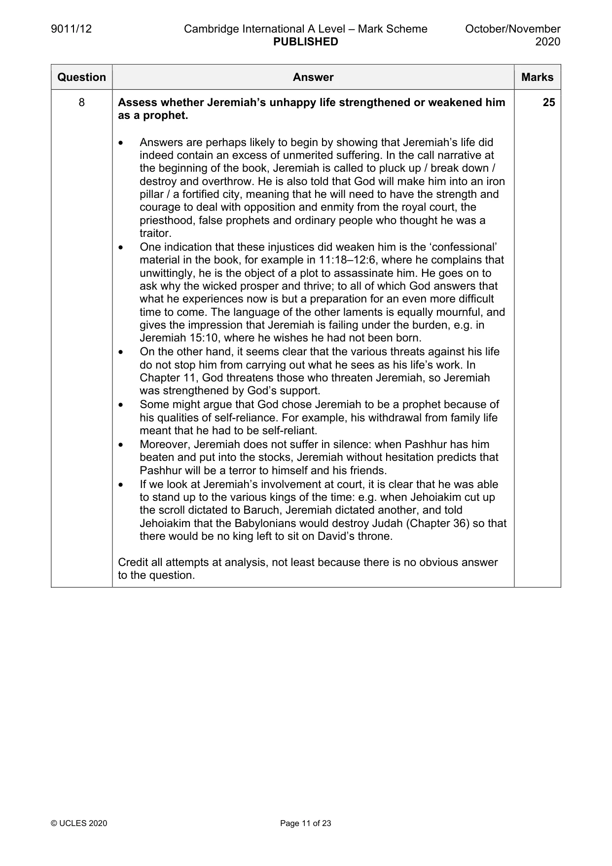 Mark scheme, page 11 of 23
