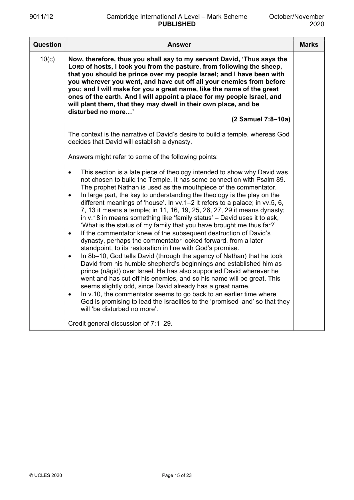 Mark scheme, page 15 of 23