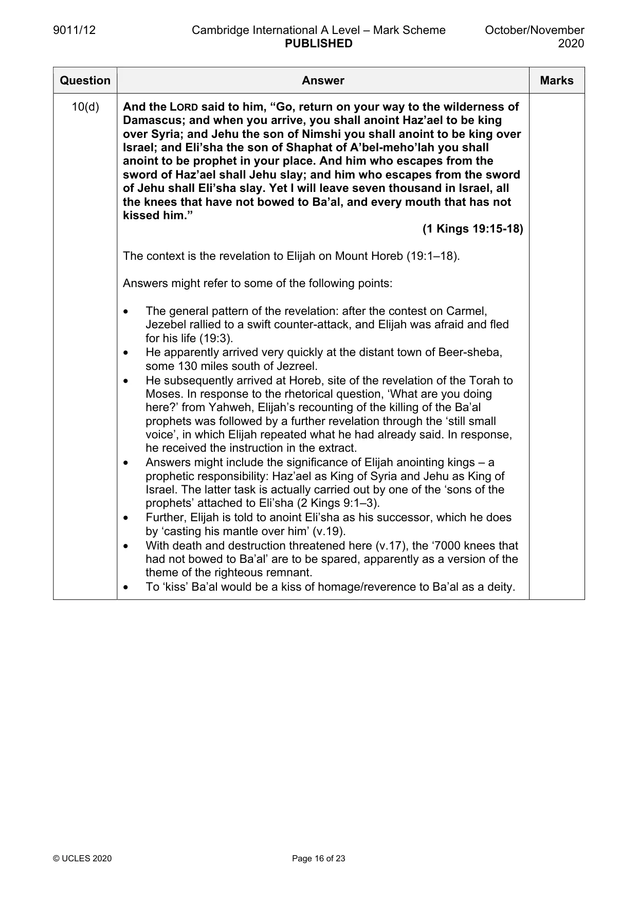 Mark scheme, page 16 of 23