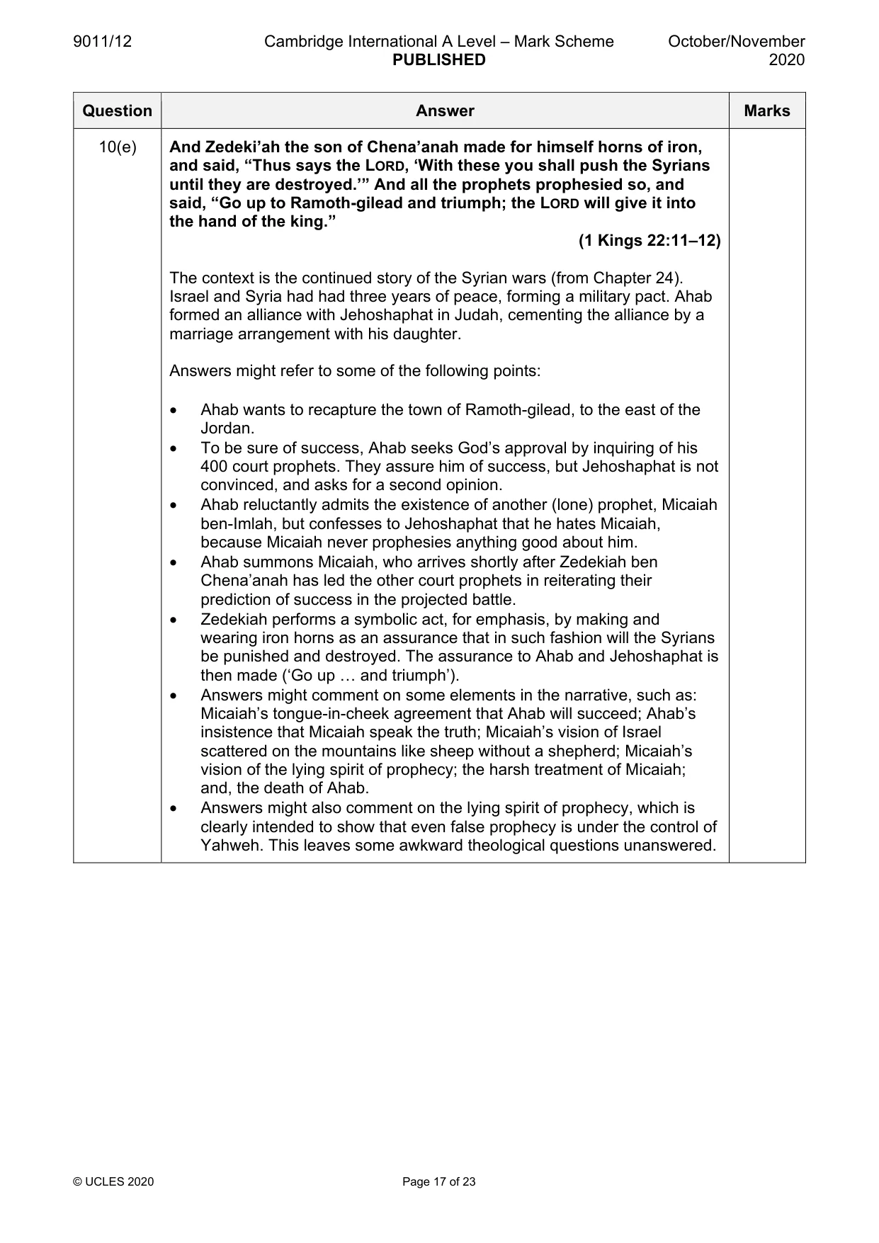 Mark scheme, page 17 of 23