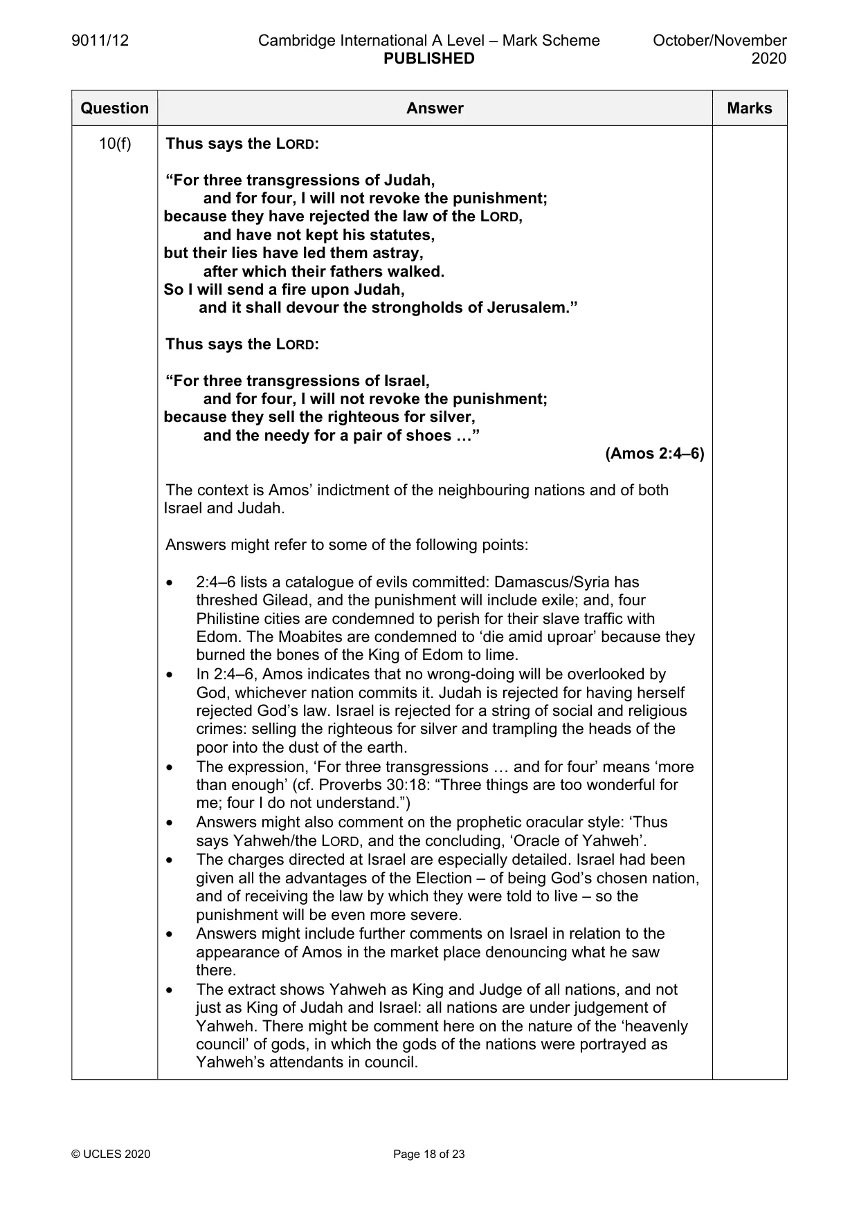 Mark scheme, page 18 of 23