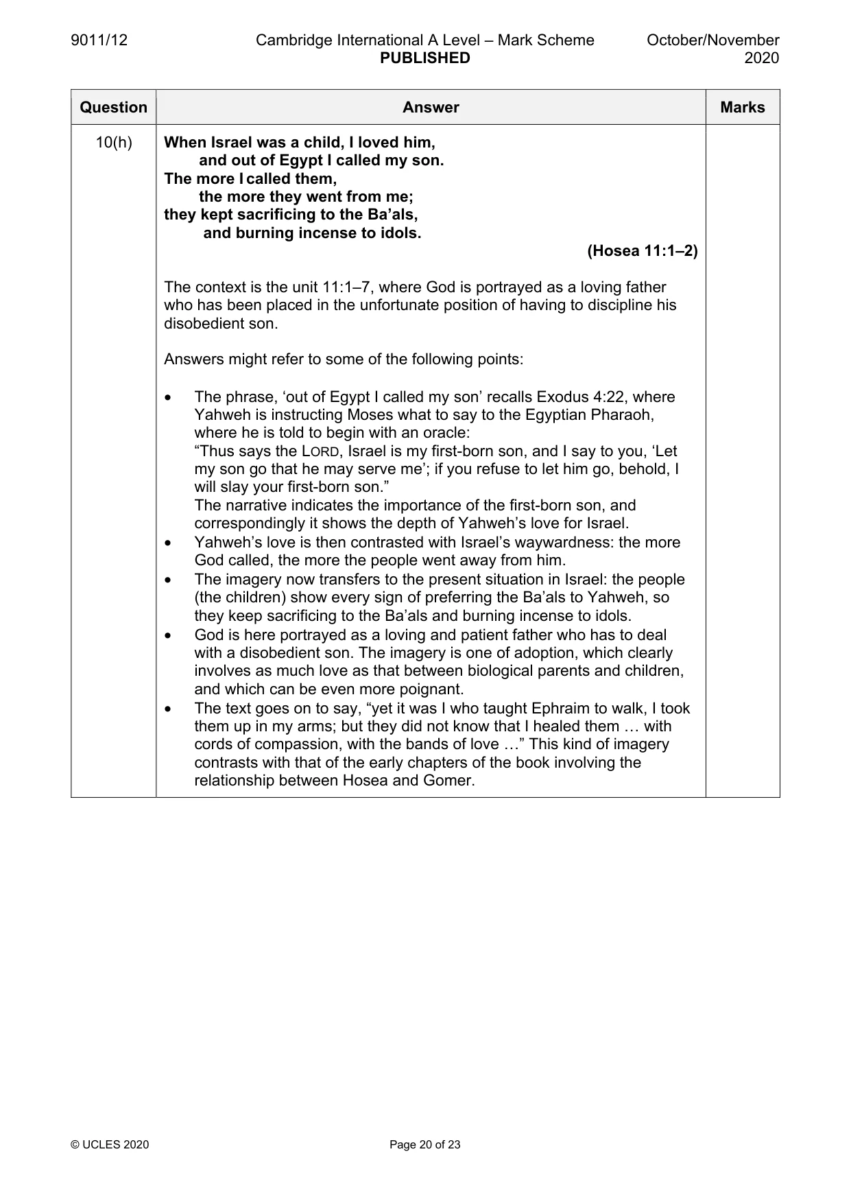 Mark scheme, page 20 of 23