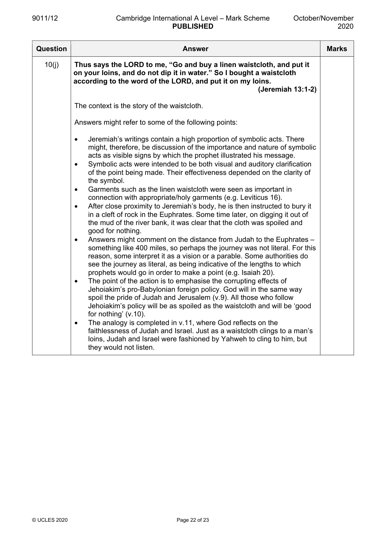 Mark scheme, page 22 of 23