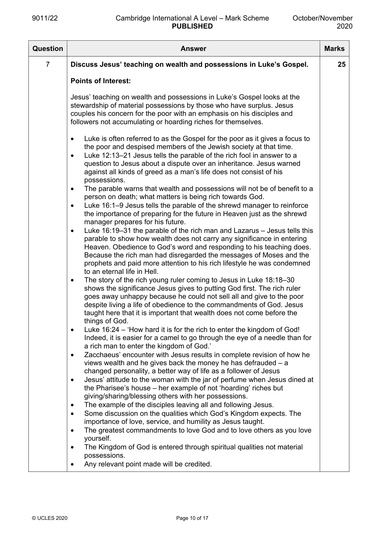 Mark scheme, page 10 of 17
