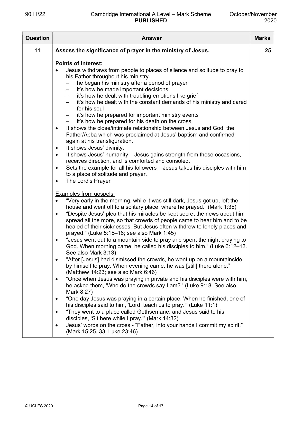 Mark scheme, page 14 of 17