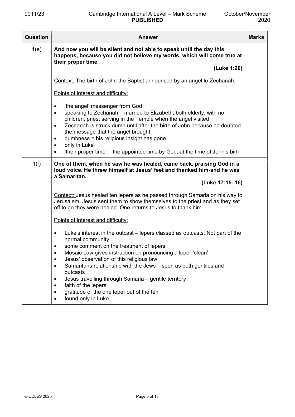 Mark scheme, page 5 of 18