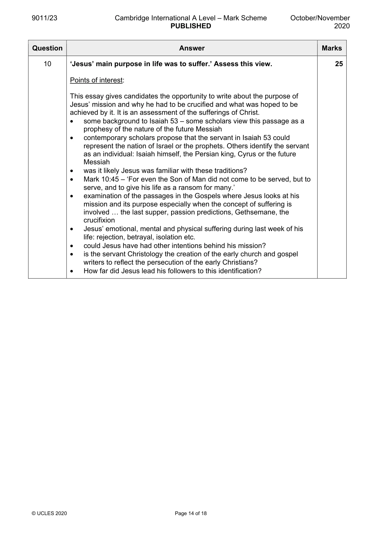 Mark scheme, page 14 of 18