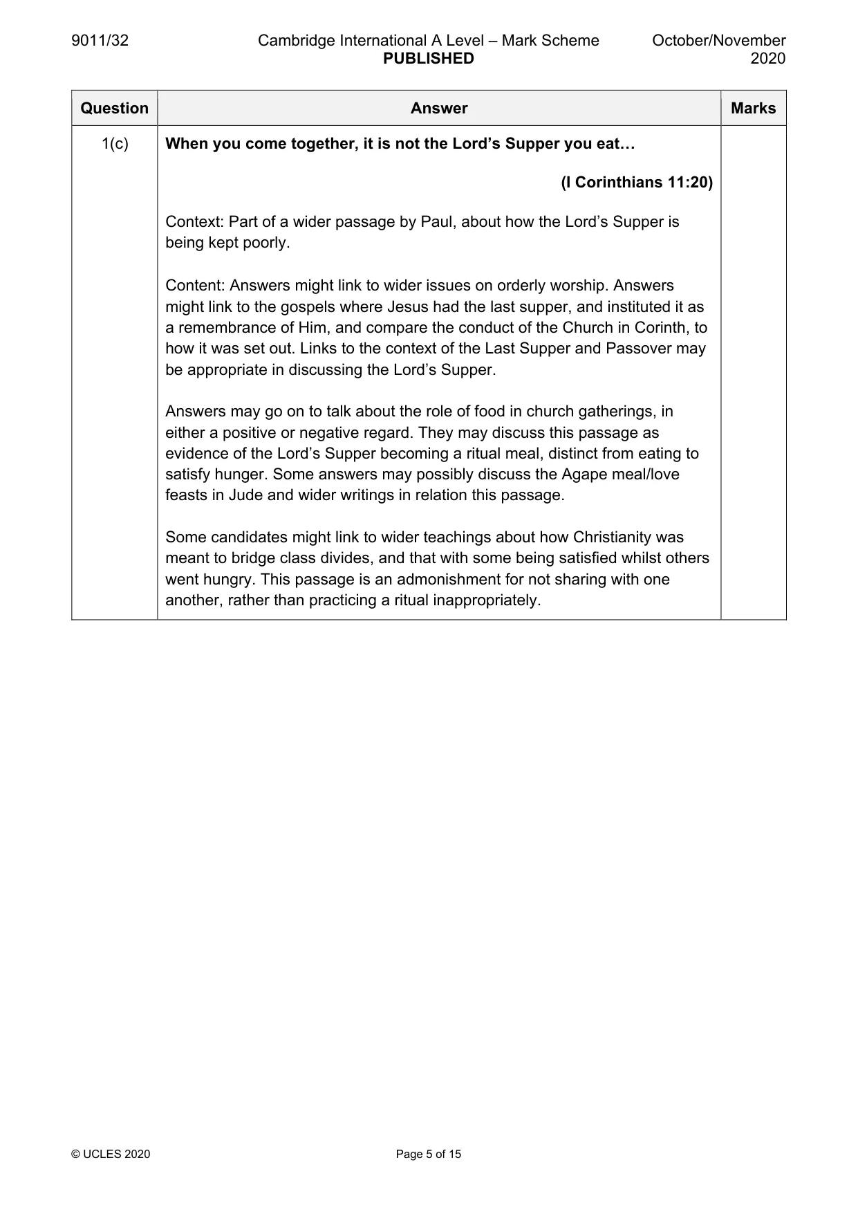 Mark scheme, page 5 of 15