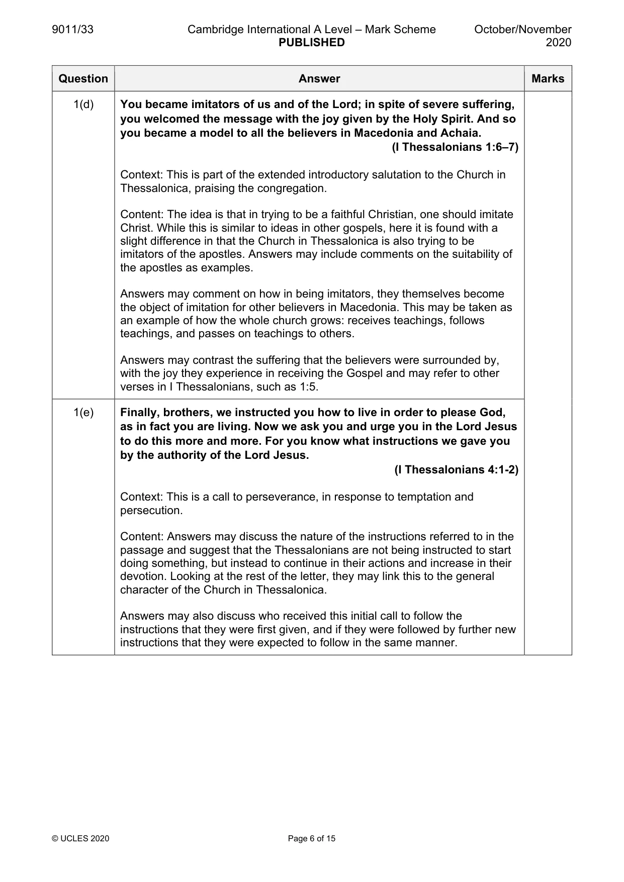 Mark scheme, page 6 of 15