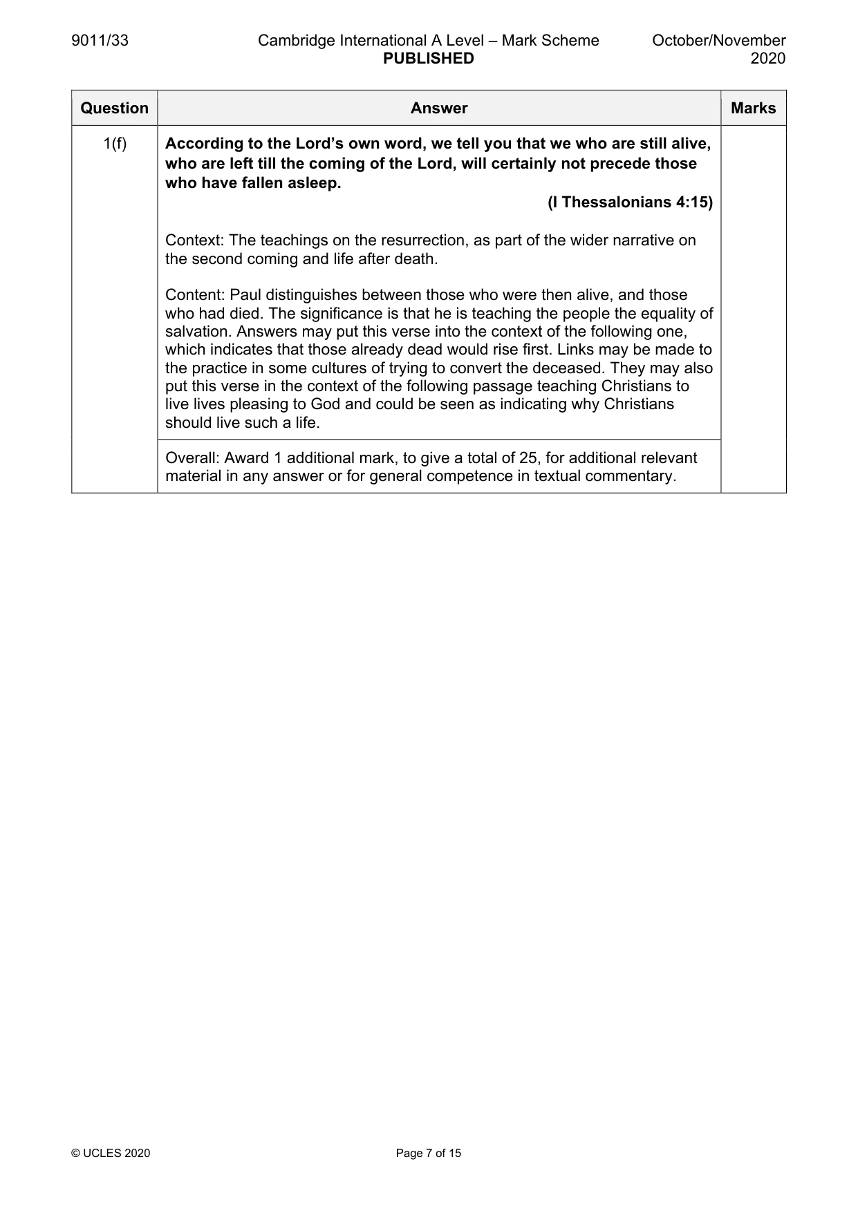 Mark scheme, page 7 of 15
