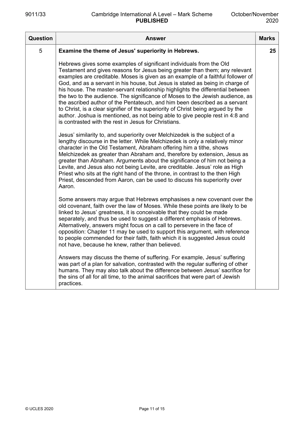 Mark scheme, page 11 of 15
