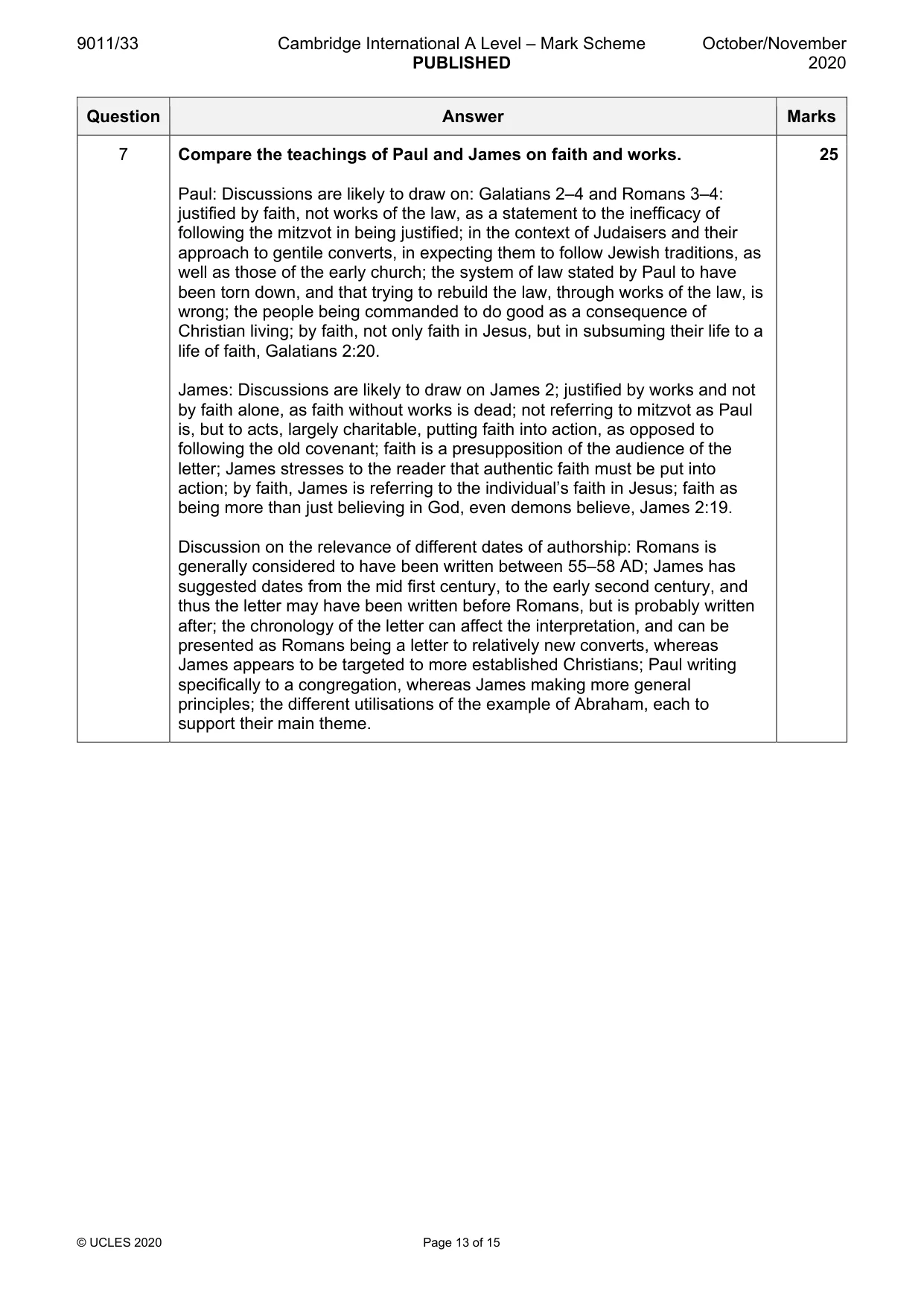 Mark scheme, page 13 of 15