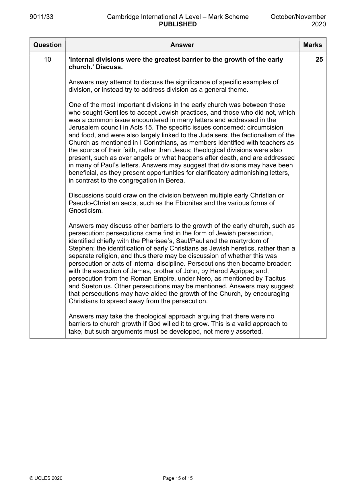 Mark scheme, page 15 of 15