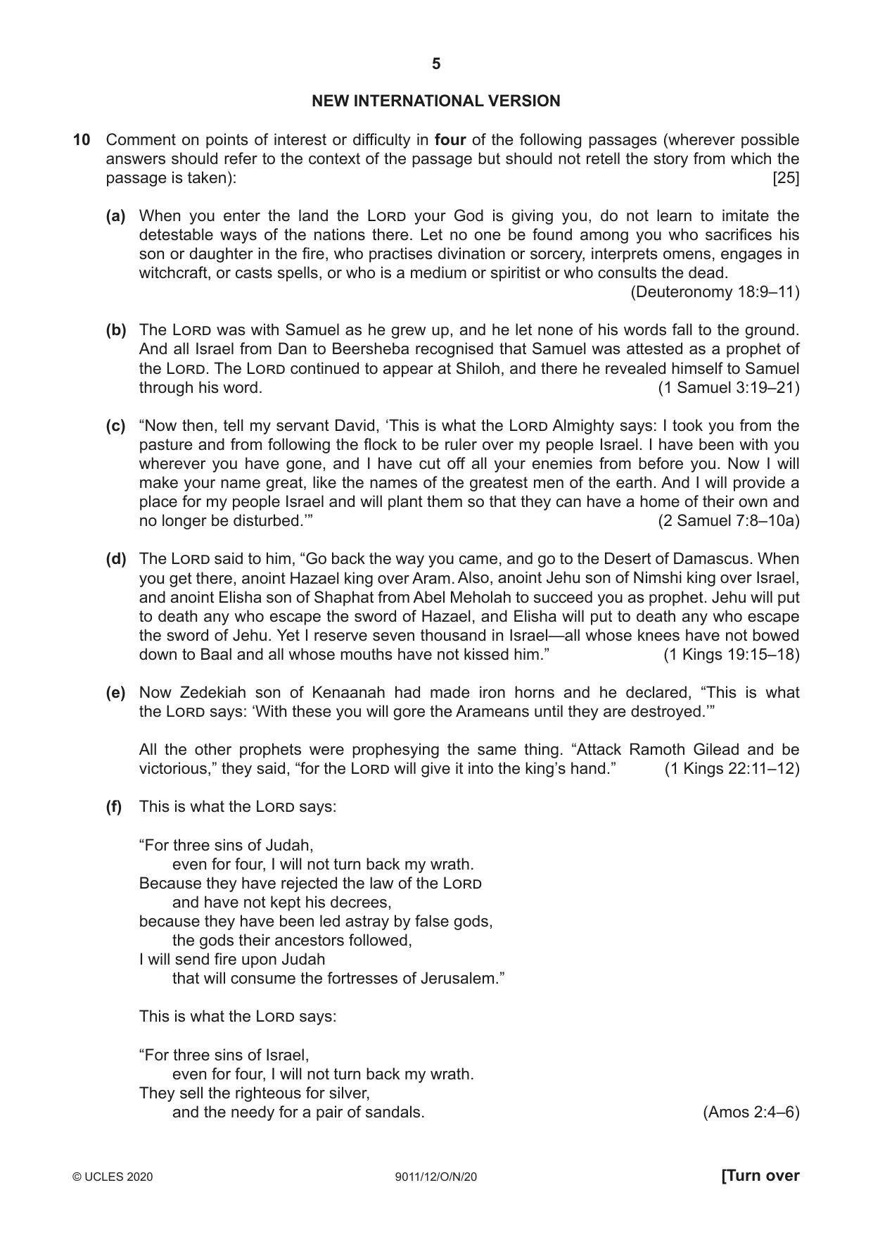 Cambridge A Level Divinity 9011 2020 Oct/Nov Paper 1 · Variant 2 question paper, page 5 of 8