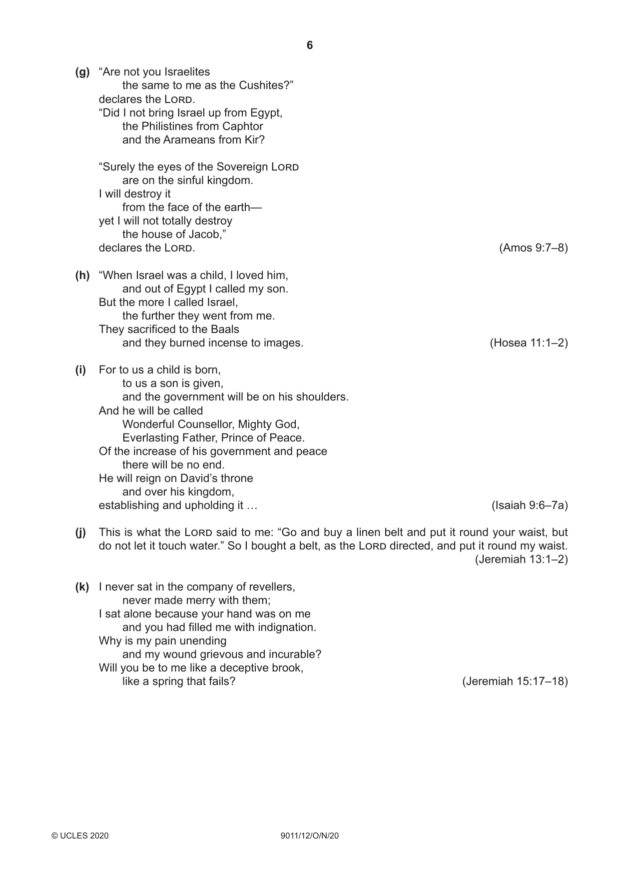 Cambridge A Level Divinity 9011 2020 Oct/Nov Paper 1 · Variant 2 question paper, page 6 of 8