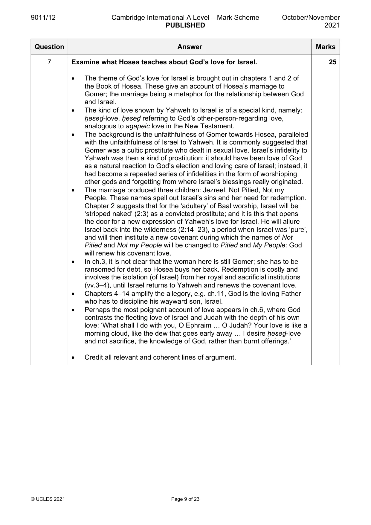Mark scheme, page 9 of 23
