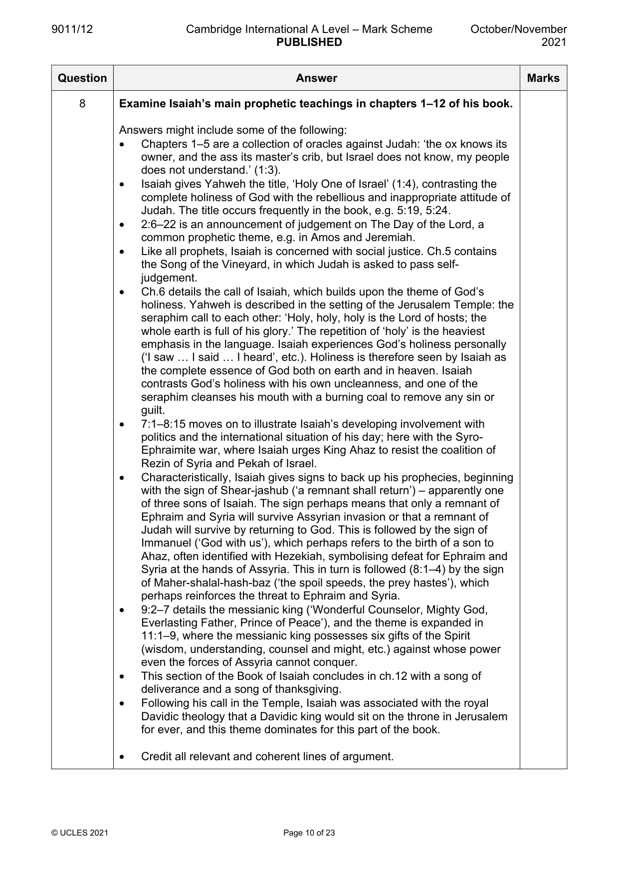 Mark scheme, page 10 of 23