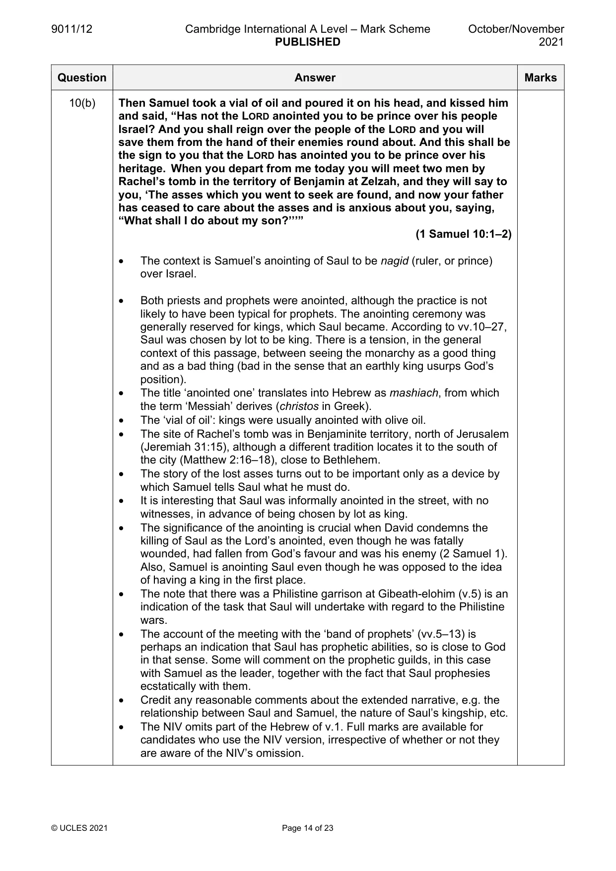 Mark scheme, page 14 of 23