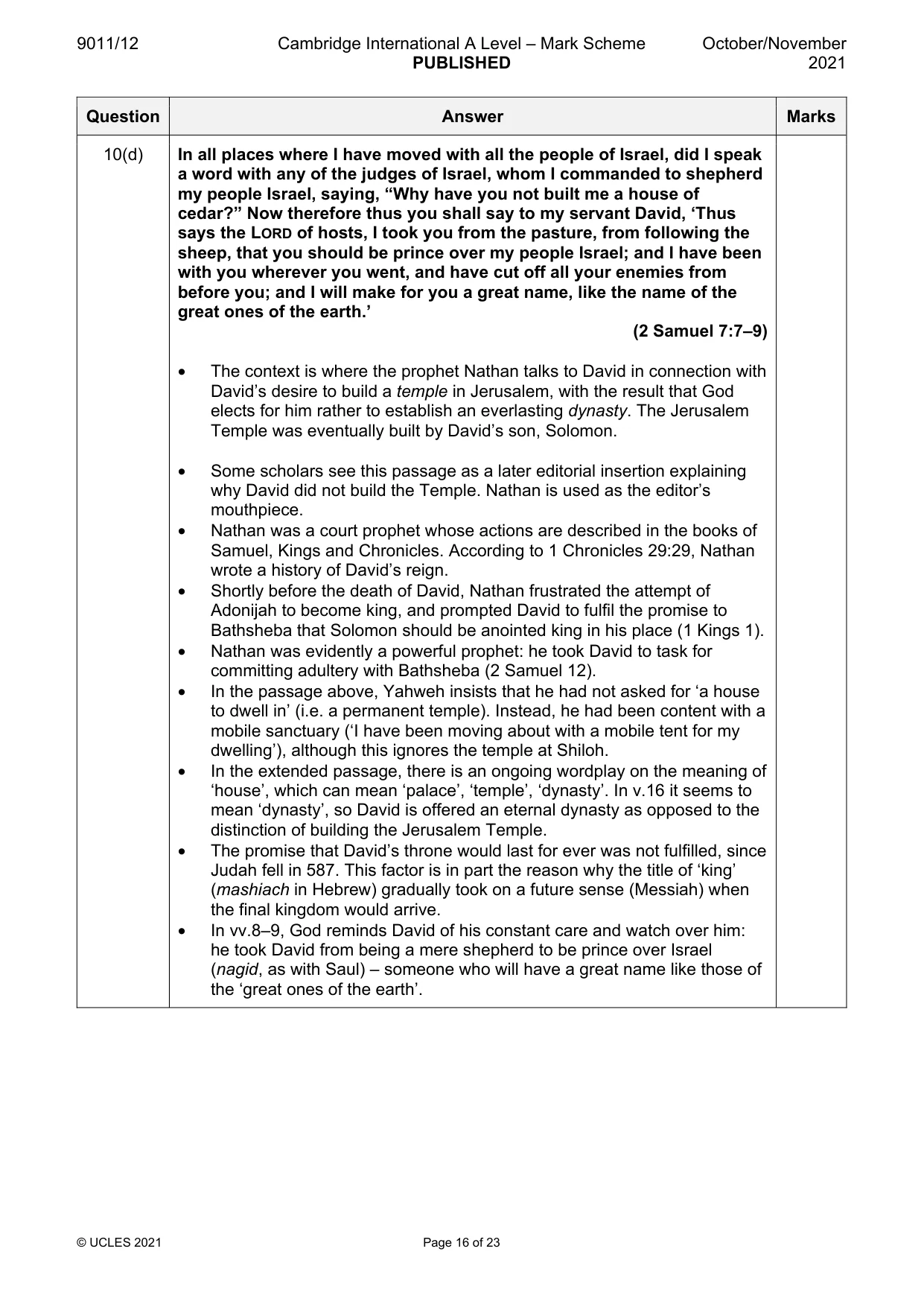 Mark scheme, page 16 of 23
