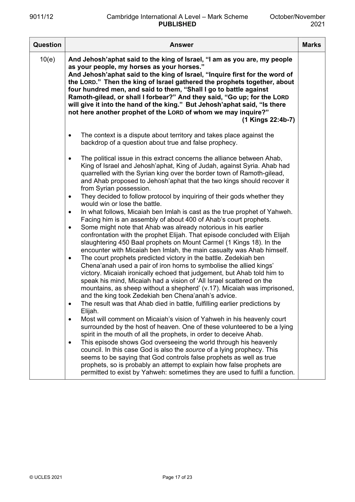 Mark scheme, page 17 of 23