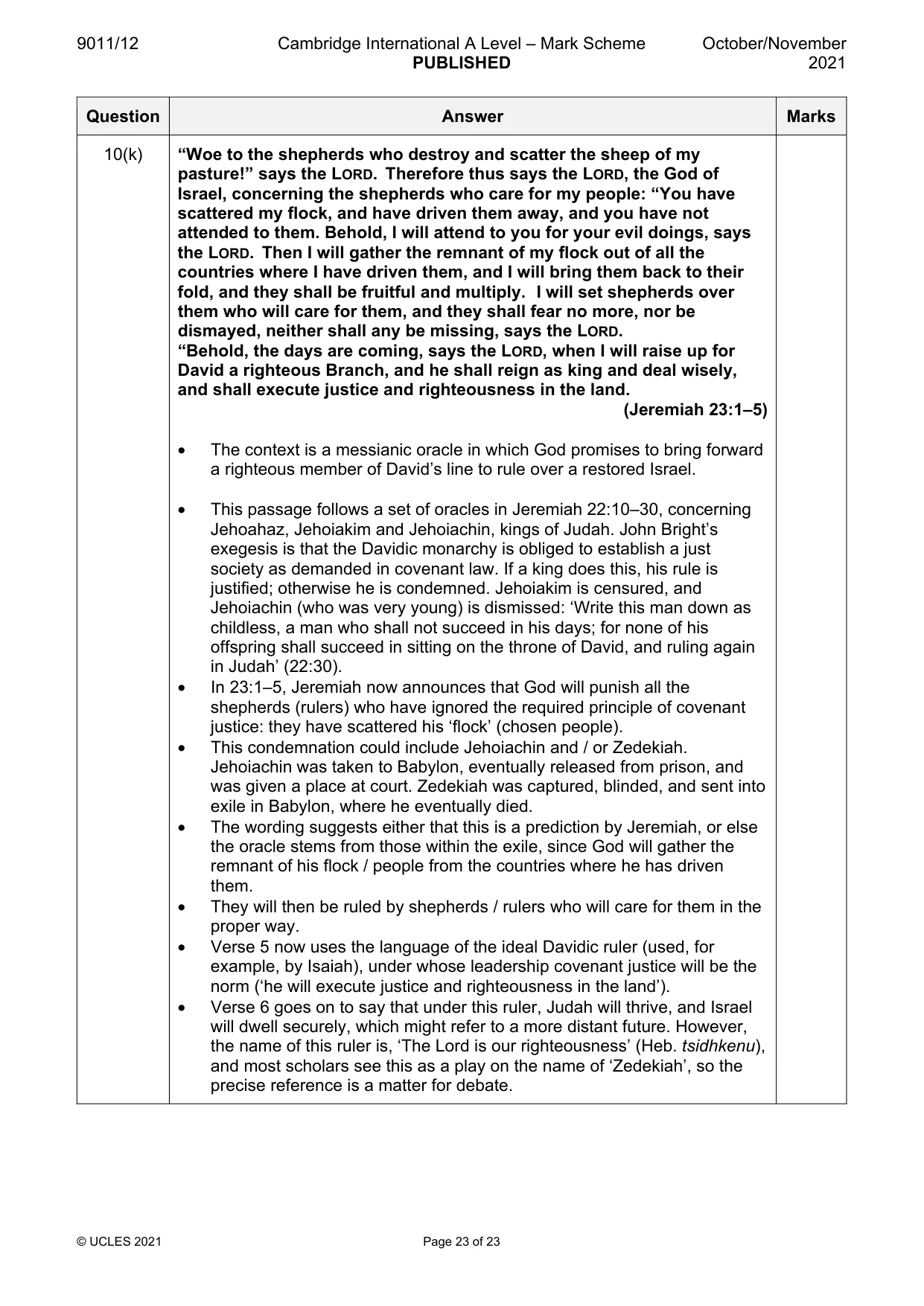 Mark scheme, page 23 of 23