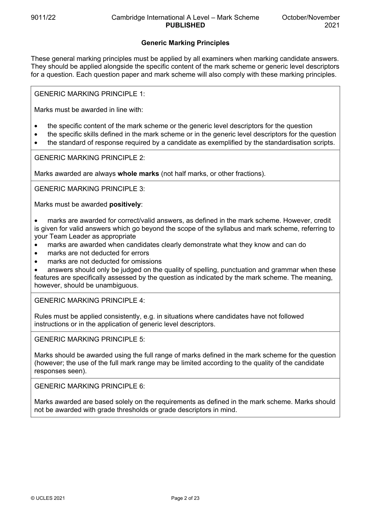 Mark scheme, page 2 of 23