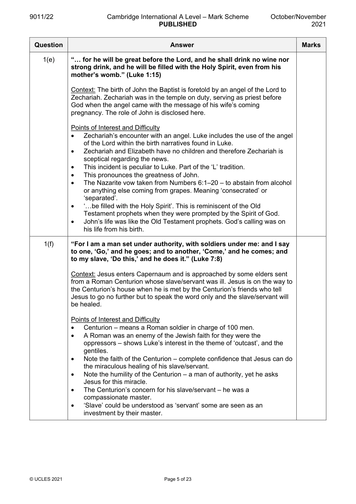 Mark scheme, page 5 of 23
