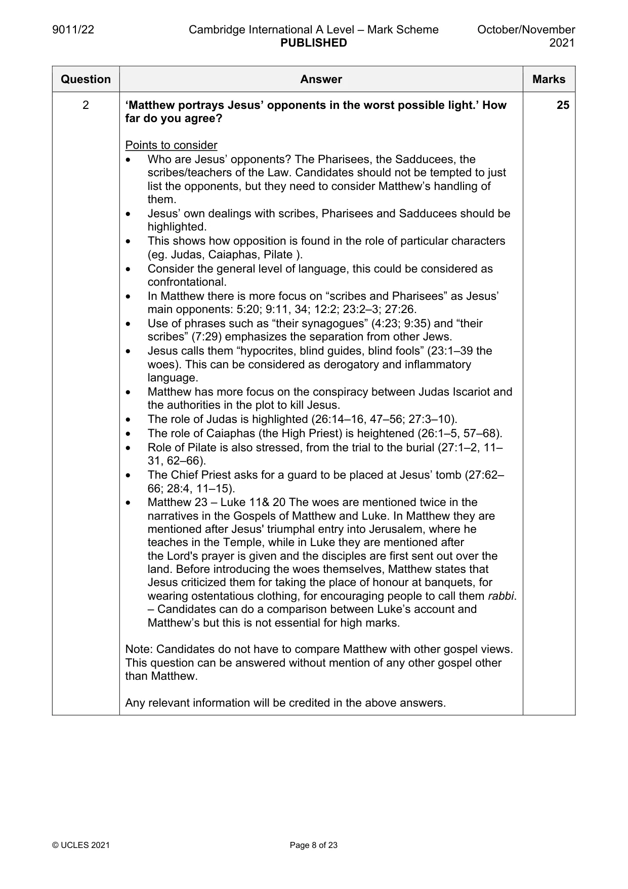 Mark scheme, page 8 of 23