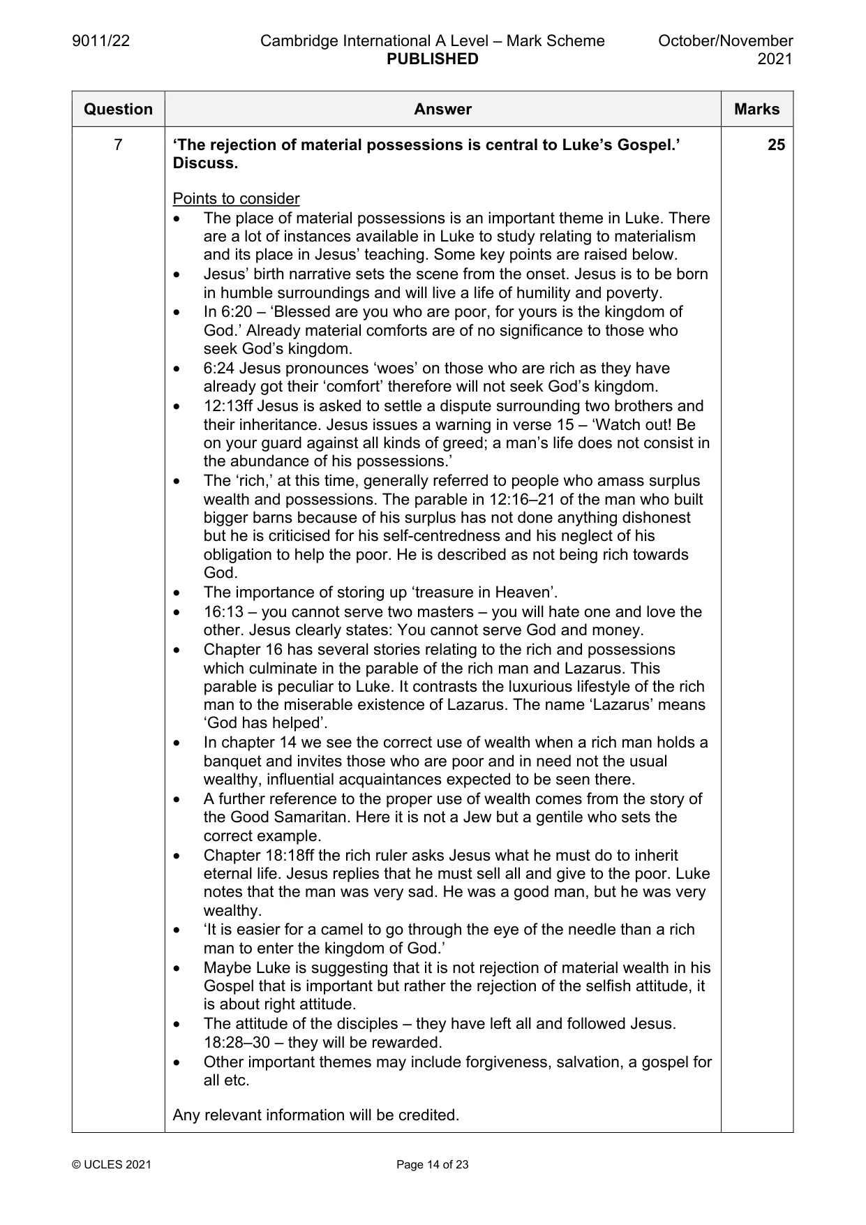 Mark scheme, page 14 of 23