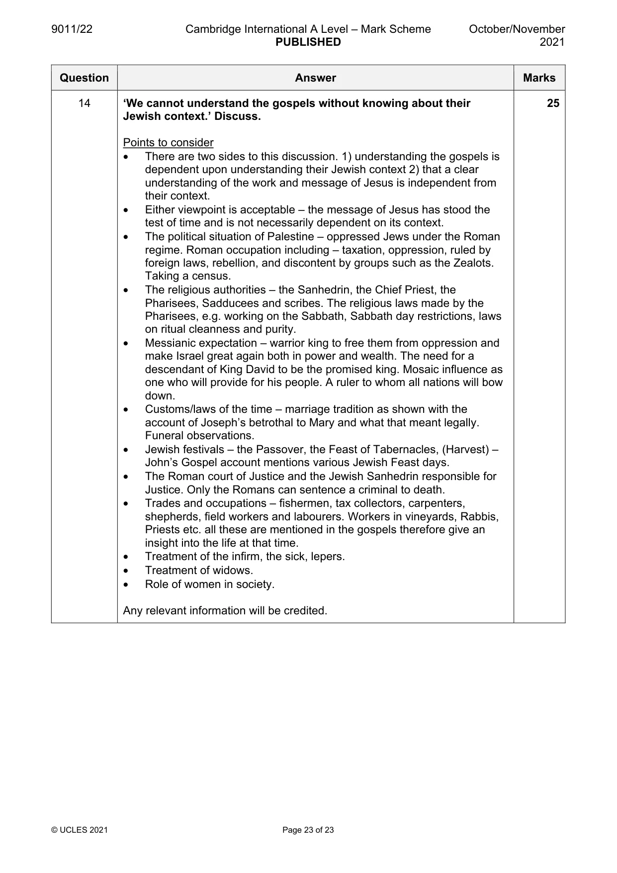 Mark scheme, page 23 of 23