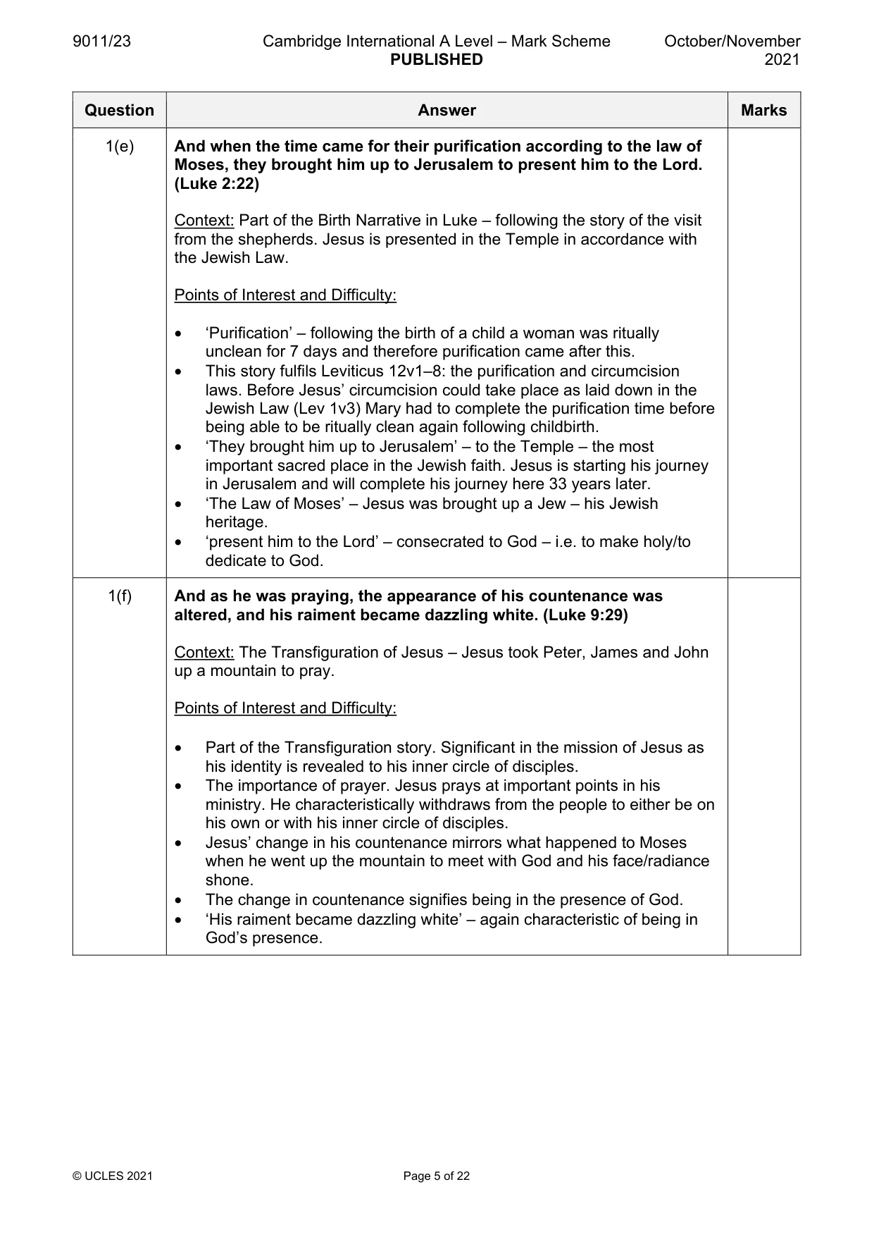 Mark scheme, page 5 of 22