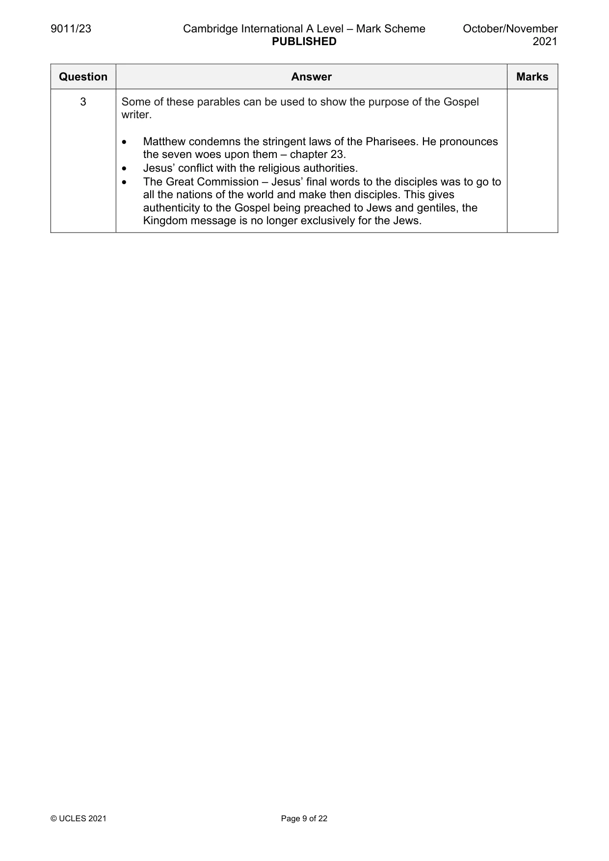 Mark scheme, page 9 of 22