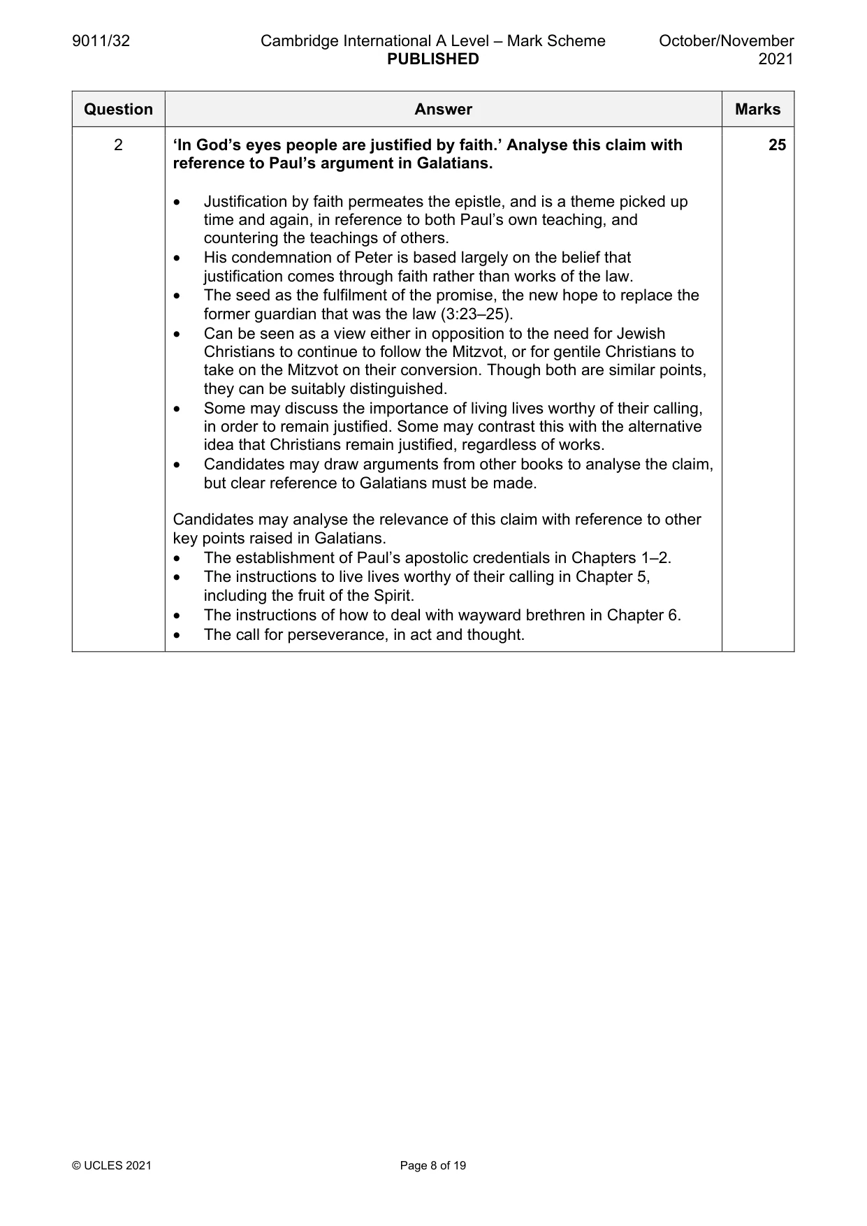 Mark scheme, page 8 of 19