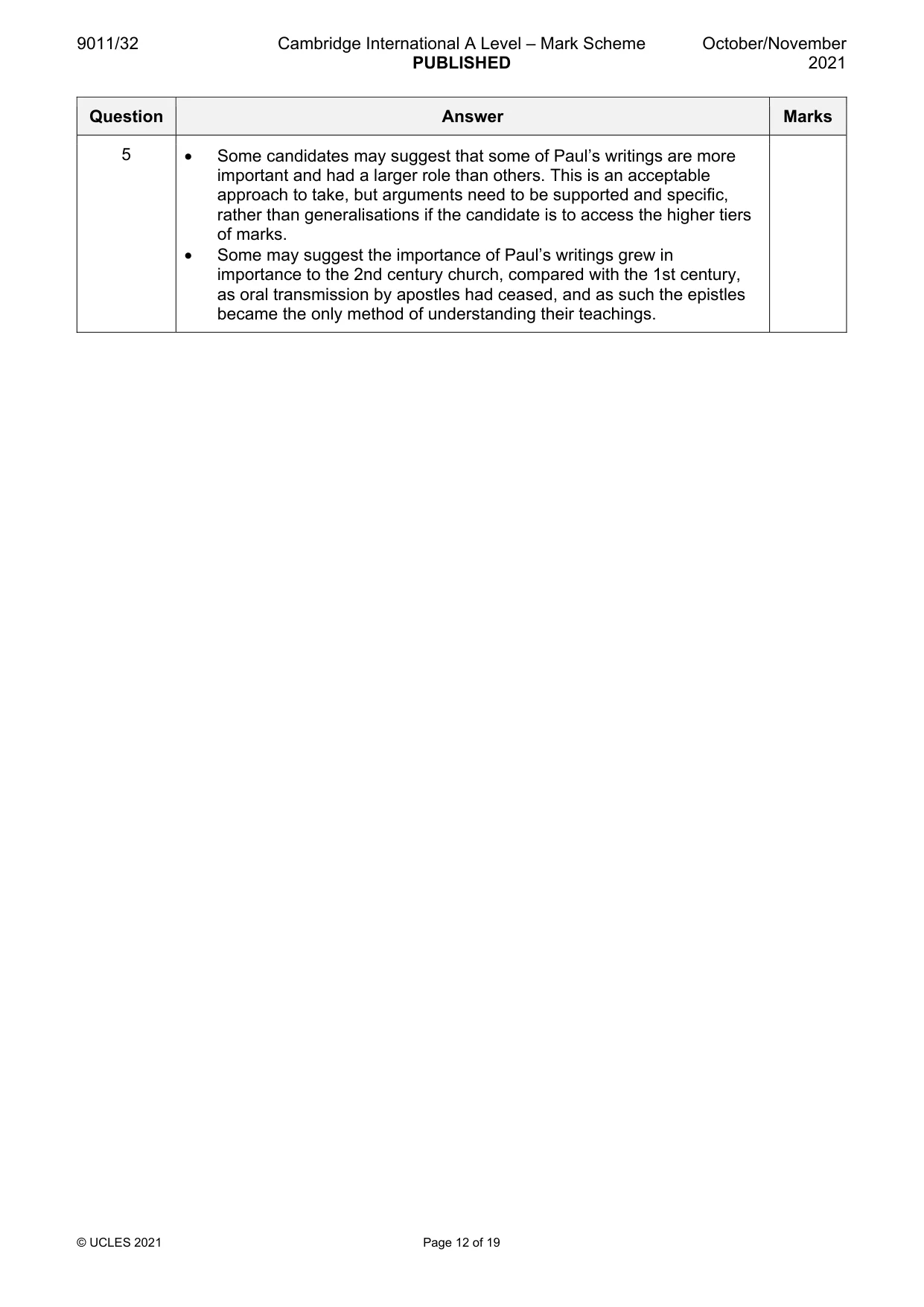 Mark scheme, page 12 of 19