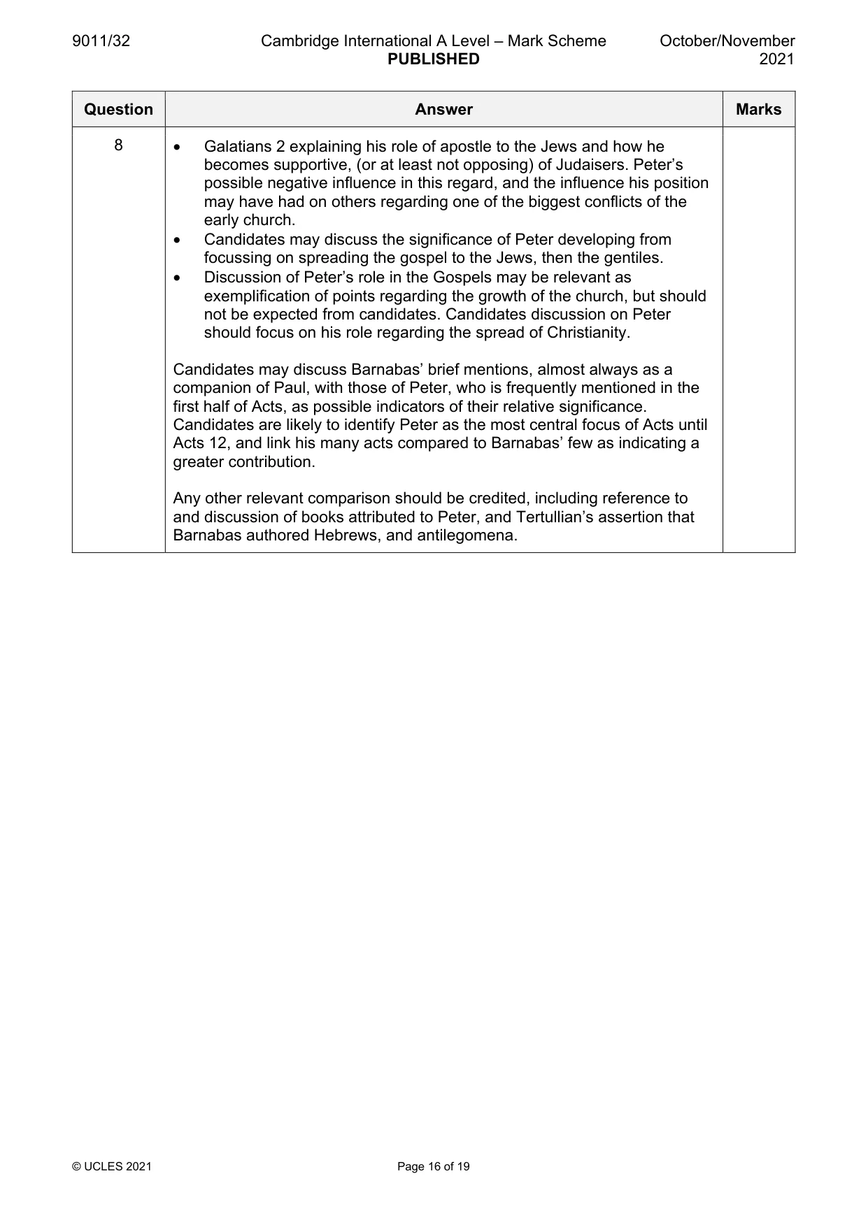 Mark scheme, page 16 of 19