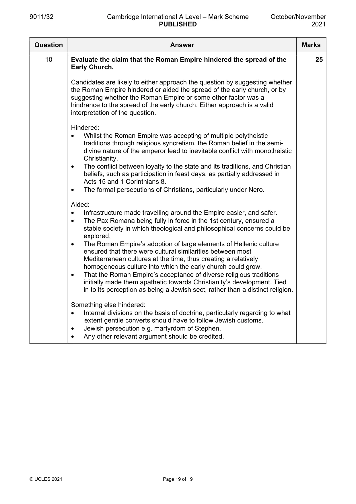 Mark scheme, page 19 of 19