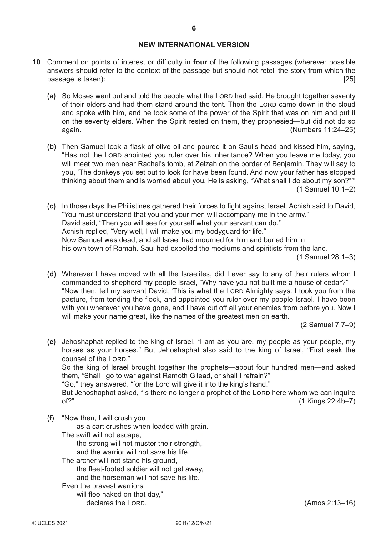 Cambridge A Level Divinity 9011 2021 Oct/Nov Paper 1 · Variant 2 question paper, page 6 of 8