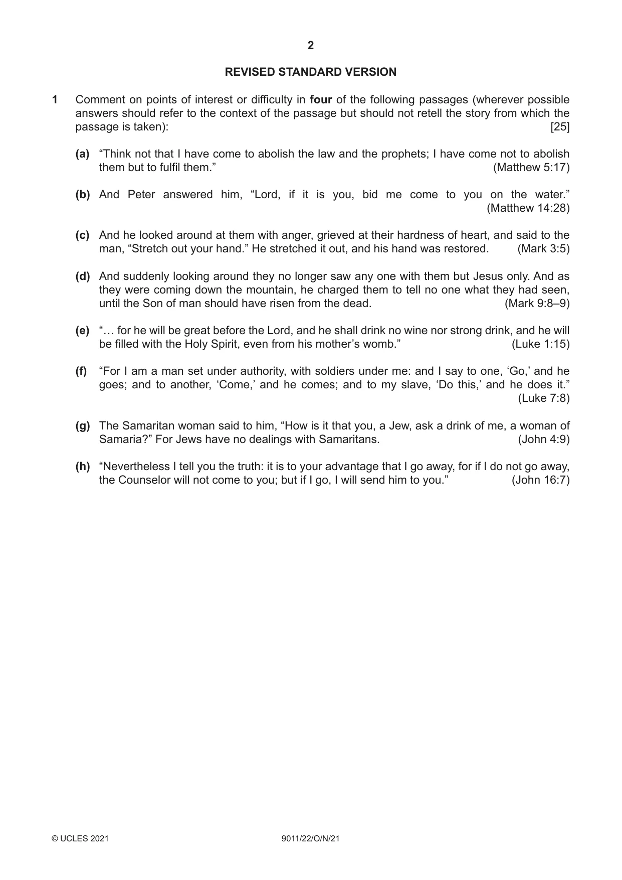 Cambridge A Level Divinity 9011 2021 Oct/Nov Paper 2 · Variant 2 question paper, page 2 of 4