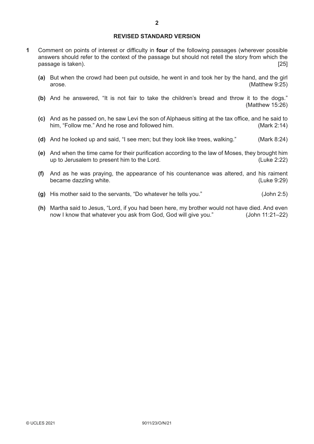 Cambridge A Level Divinity 9011 2021 Oct/Nov Paper 2 · Variant 3 question paper, page 2 of 4