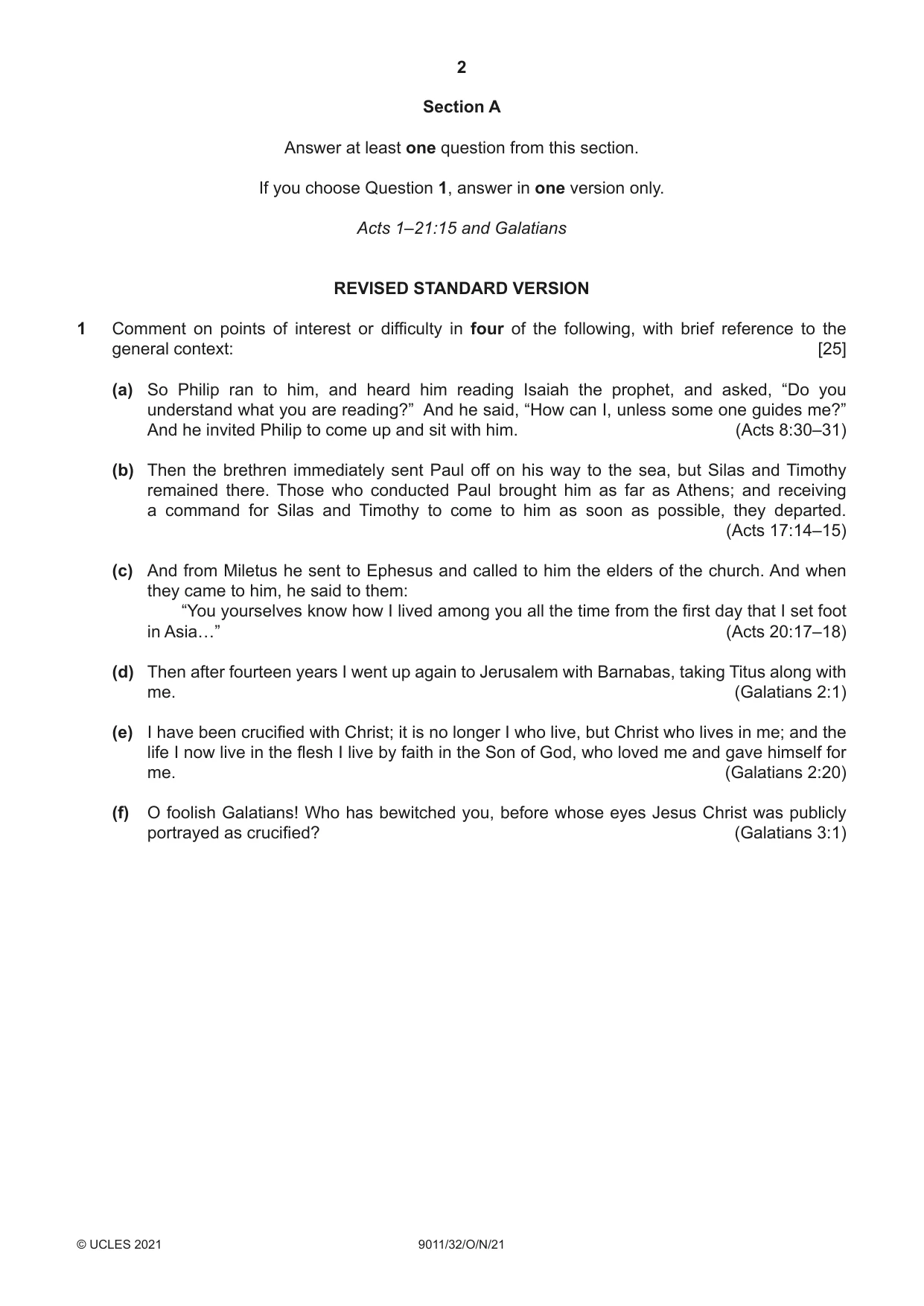 Cambridge A Level Divinity 9011 2021 Oct/Nov Paper 3 · Variant 2 question paper, page 2 of 4