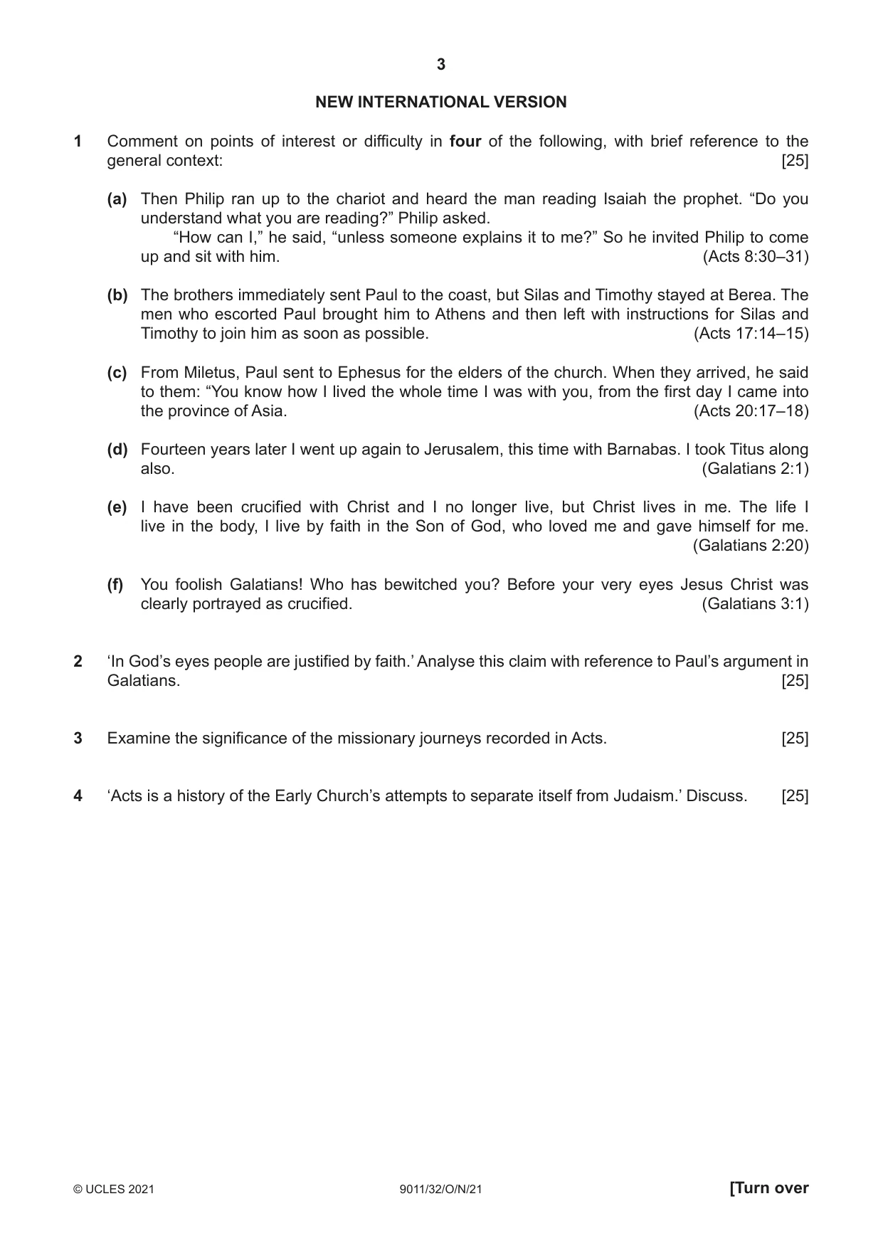 Cambridge A Level Divinity 9011 2021 Oct/Nov Paper 3 · Variant 2 question paper, page 3 of 4