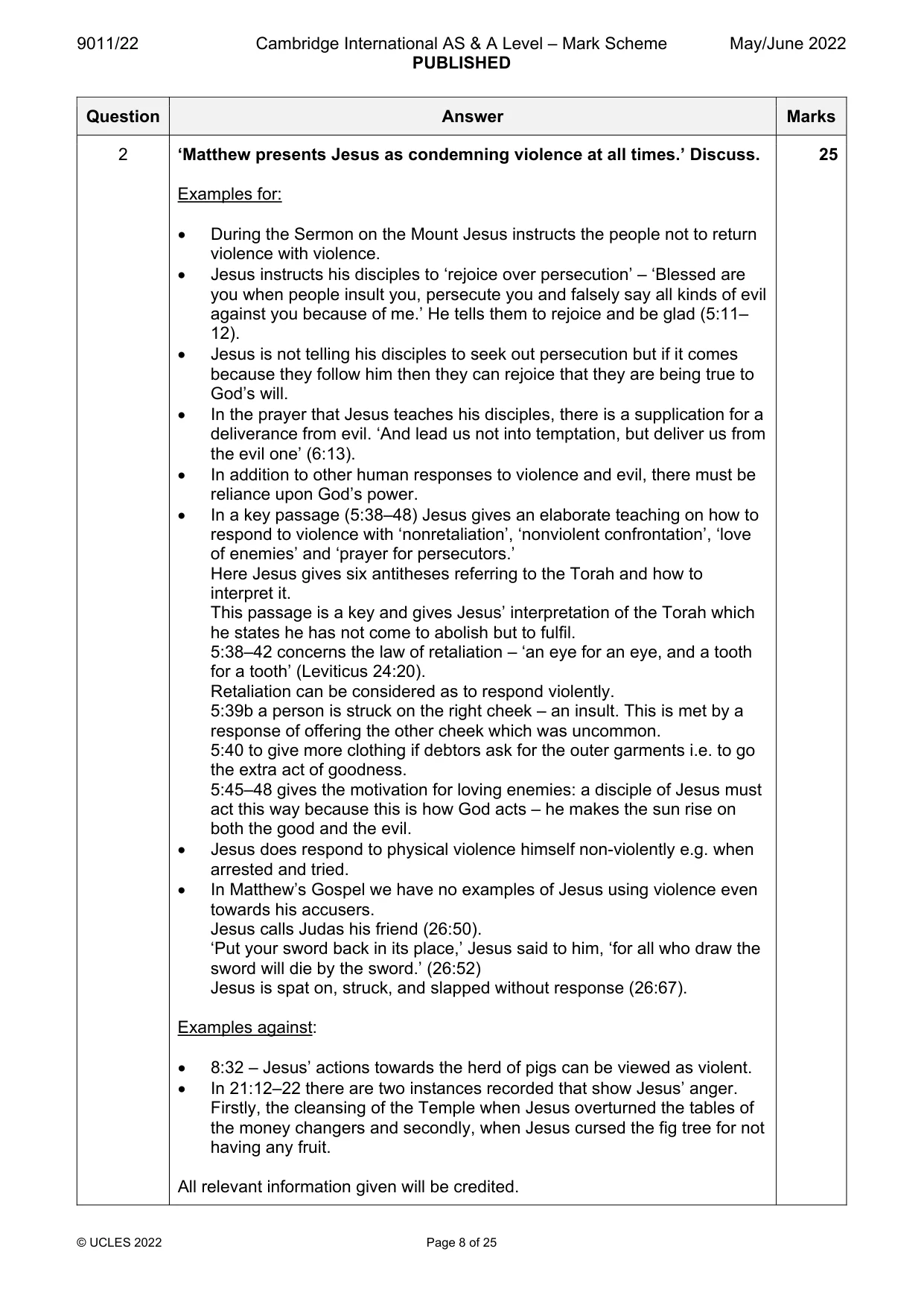 Mark scheme, page 8 of 25