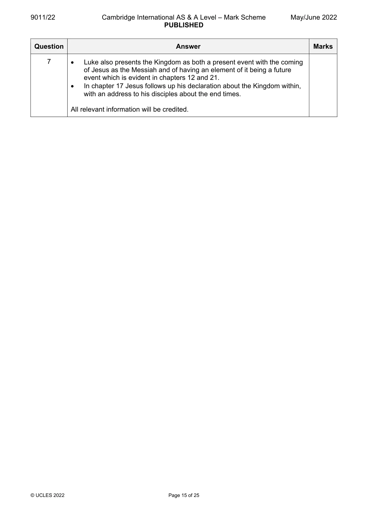 Mark scheme, page 15 of 25