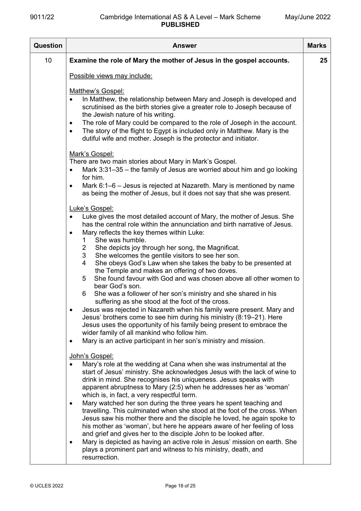 Mark scheme, page 18 of 25