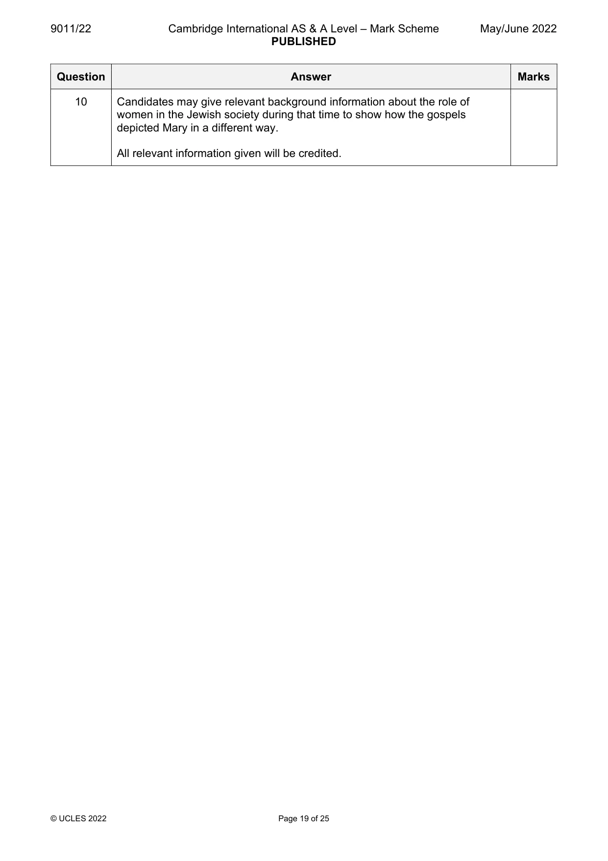 Mark scheme, page 19 of 25