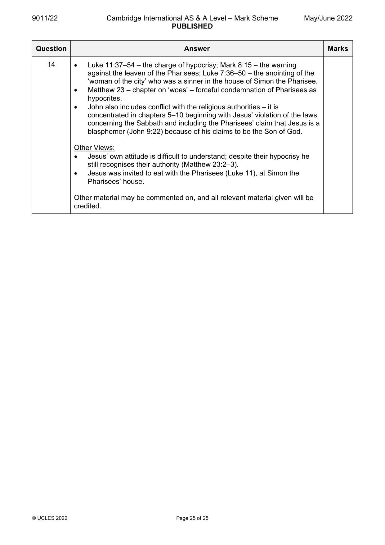 Mark scheme, page 25 of 25