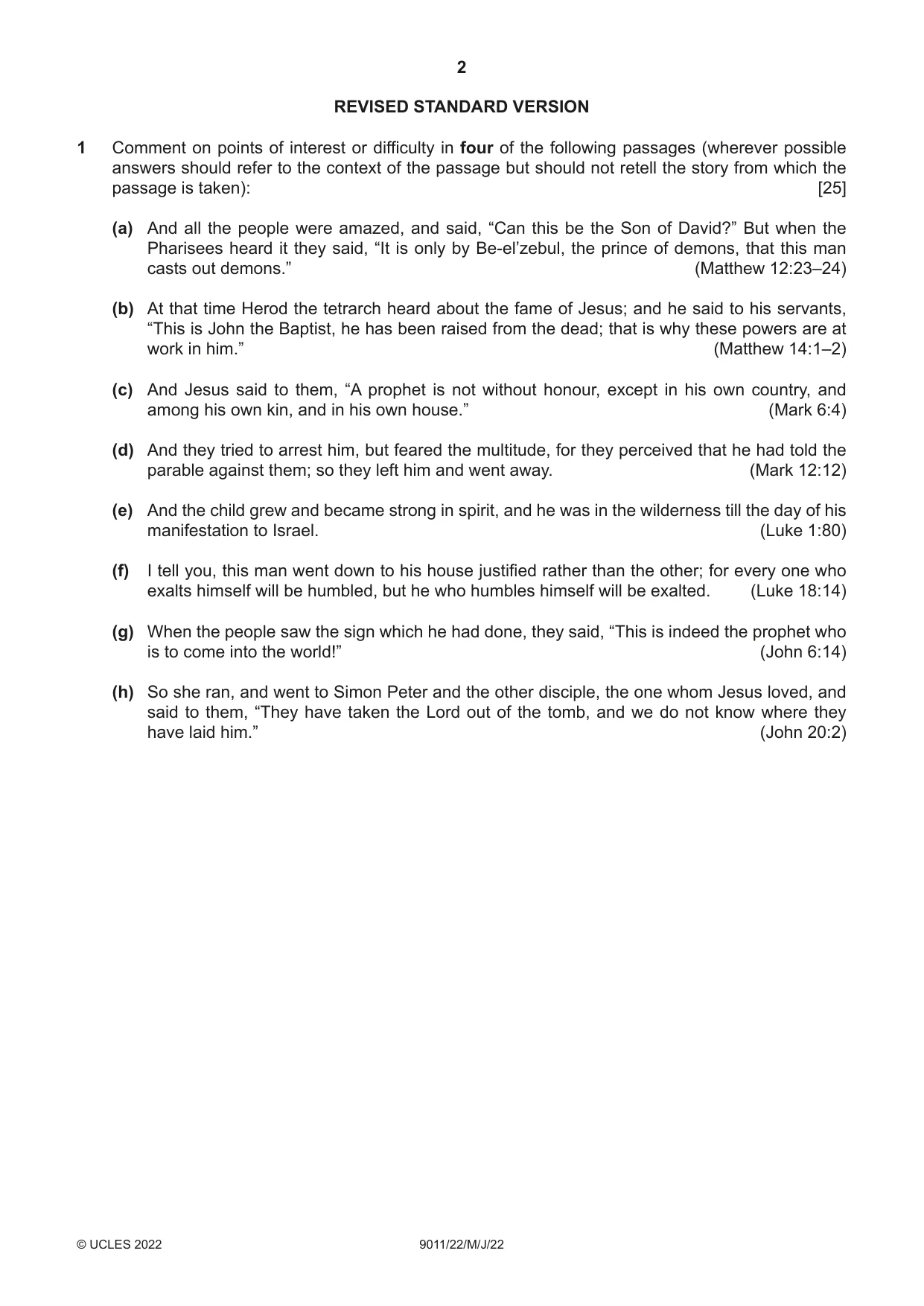 Cambridge A Level Divinity 9011 2022 May/June Paper 2 · Variant 2 question paper, page 2 of 4