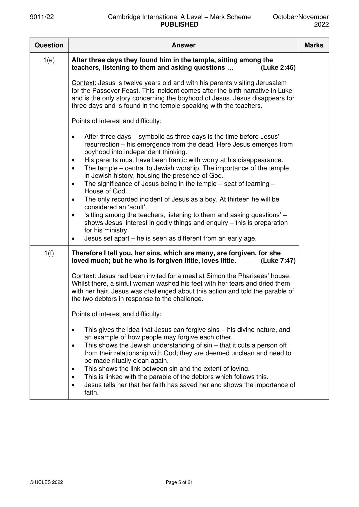 Mark scheme, page 5 of 21